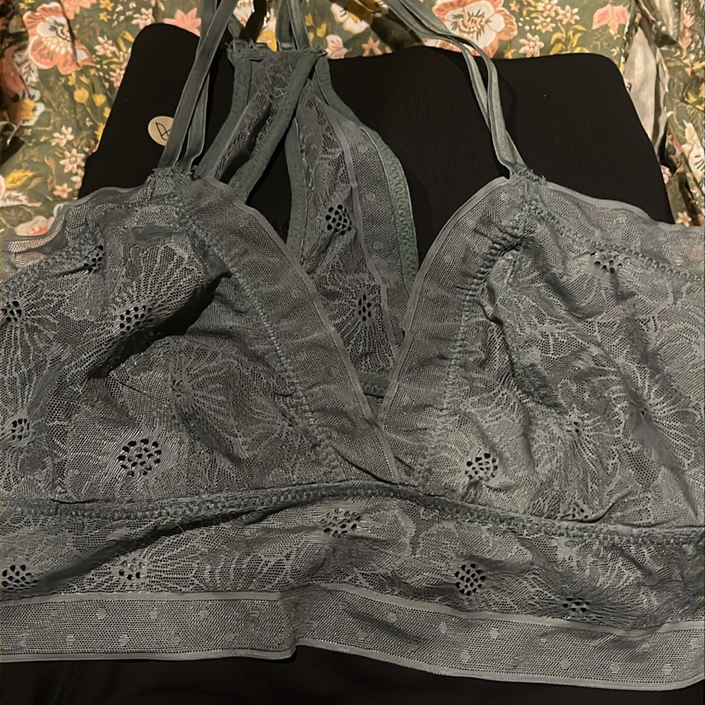 Aerie Sage Green Crochet Lace Bralette Size Medium